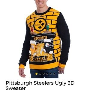NFL Pittsburgh Steelers Ugly Christmas‎ Sweater 3D Stockings Mens Large